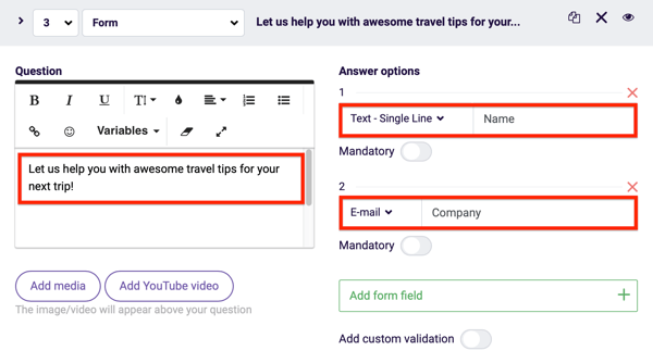 Example of Survey Anyplace form requesting only Name and Email.