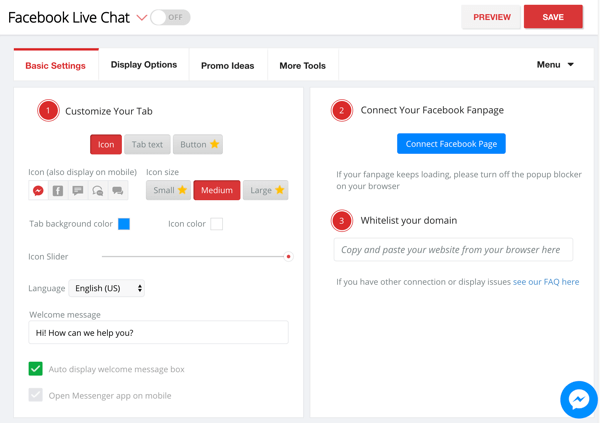 zotabox facebook live chat basic settings