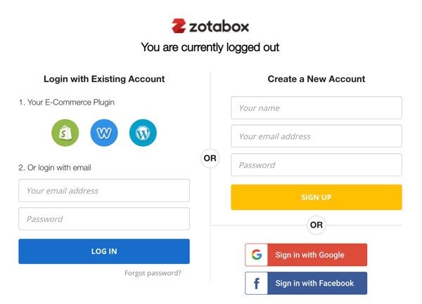 zotabox account sign up or login