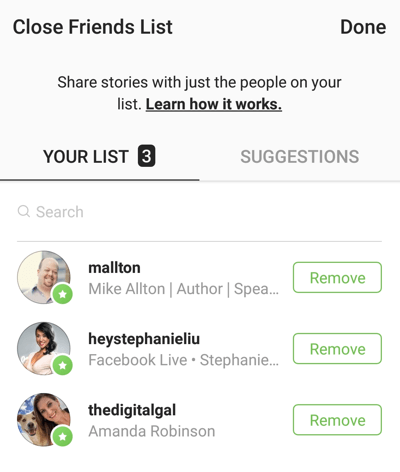 Instagram Lists