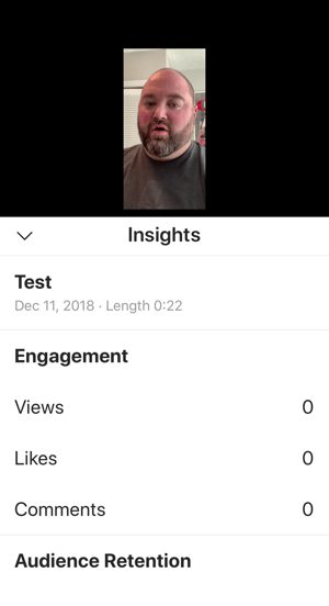 Example of IGTV video insights.