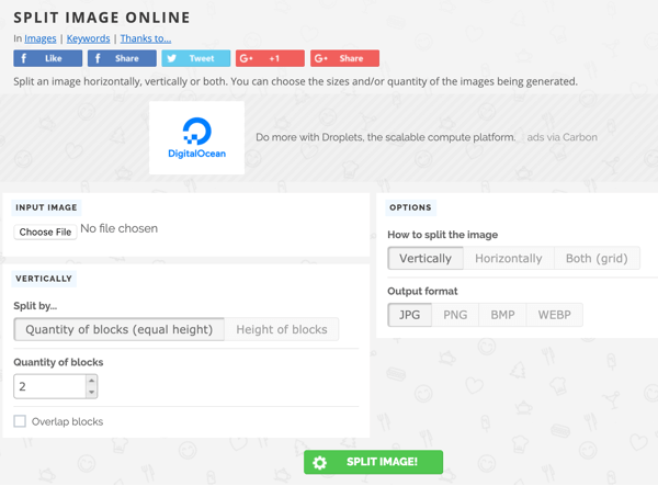 Use Pine Tools Split Image to divide your image for posting to your Instagram feed.