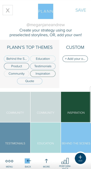 Use color coded placeholders in Plann to help plan your Instagram feed content.