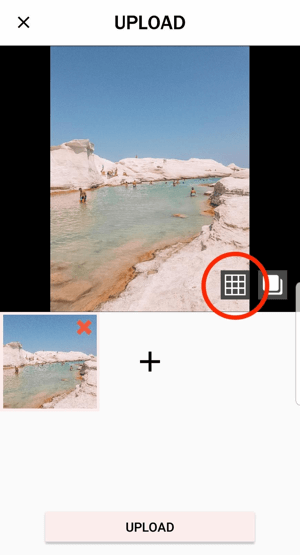 Tapping the Planoly grid icon will allow you to split your image into multiple posts.