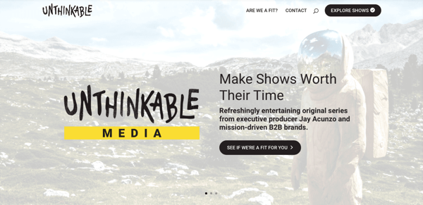 Screenshot of the Unithinkable website.