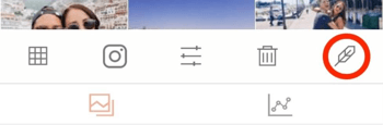 Tap the feather tool in UNUM to add a caption to your post, prior to publish.