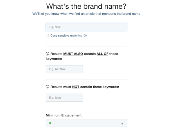 Example form for Brand Name mentions.