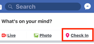 Option to select Check Ins for your Facebook Business page.