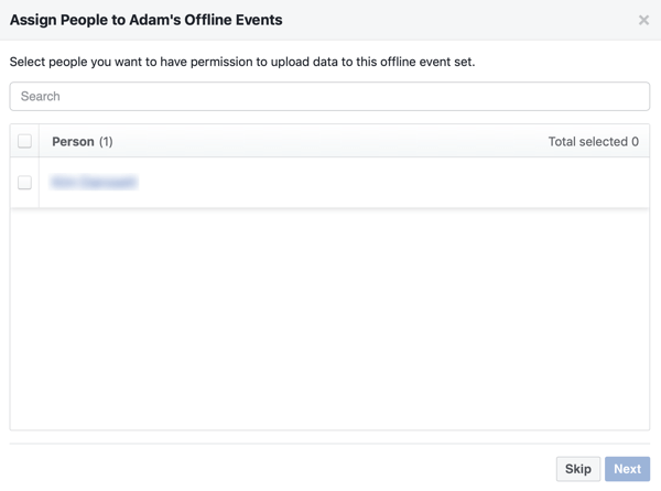 Assign people to your offline event set.