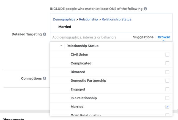 Demographic targeting options for a Facebook lead ad campaign.