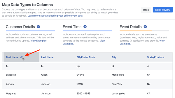 Option to map data against import of content.