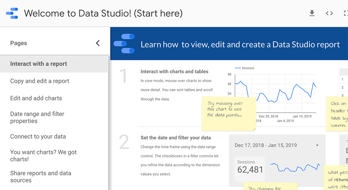 How to get started in Google Data Studio, tip 1