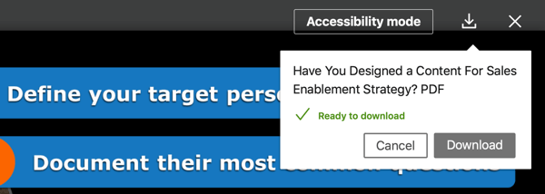 LinkedIn document sharing post example, step 4, download document