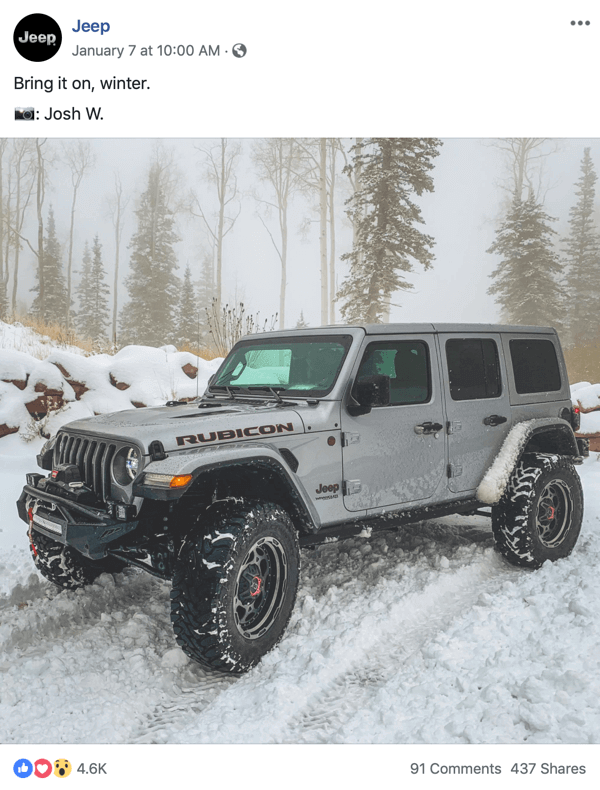 Example of Jeep superfan engagement.