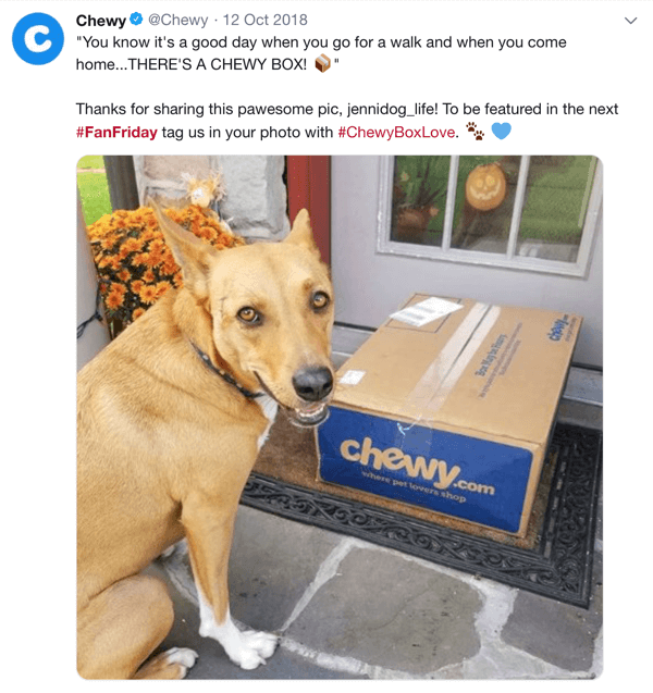 Example of Chewy superfan engagement.