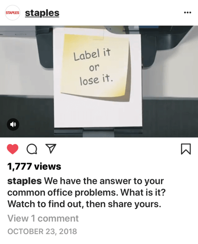 Example of Staples fan engagement.