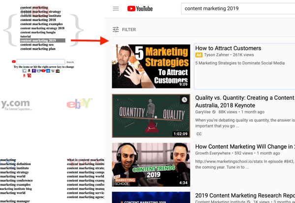 Soovle YouTube keyword research step 3 top video result.