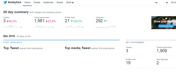 Example of a Twitter Analytics 28 day summary.