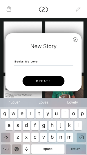Create an Unfold Instagram story step 1 showing new story screen.