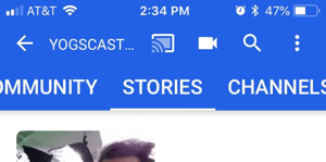 YouTube Stories shown via the Stories tab on a channel page.