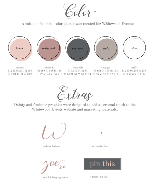 How to improve your instagram photos, brand color palette example for Whitewood Events