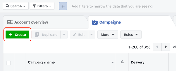 How to target warm leads with Facebook Messenger ads, step 1, create campaign in Ads Manager