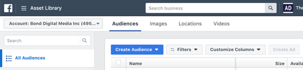 How to create and run a self-sustaining Instagram ad sequence for as little as $5 a day, create Instagram ad campaign, step 2, audiences in Facebook Ads Manager