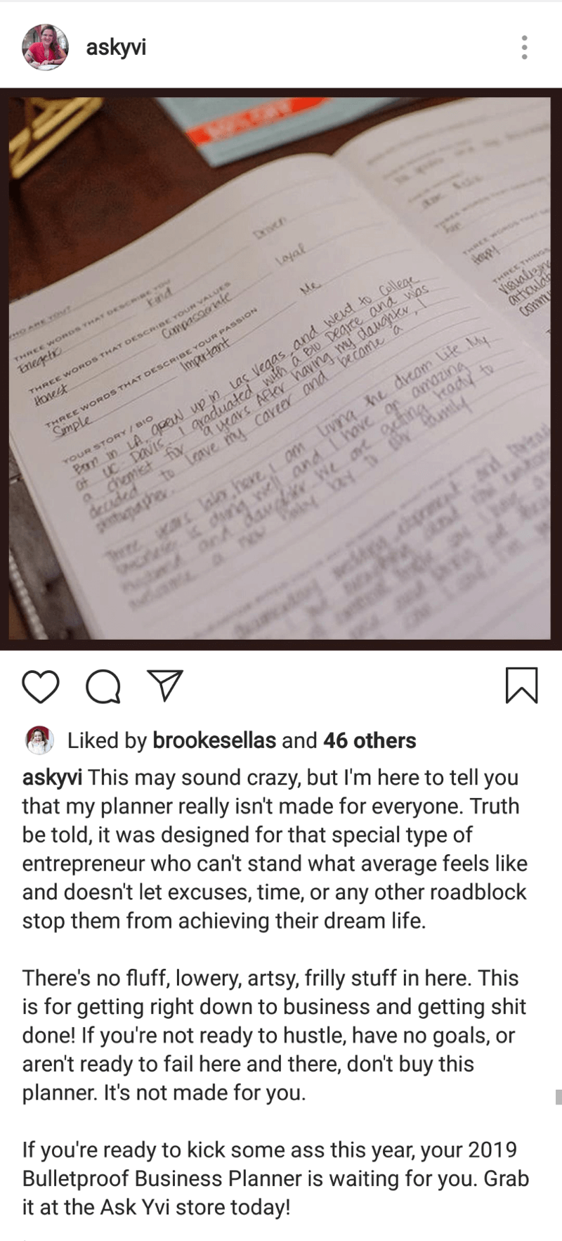 How to write engaging Instagram captions, step 4, divide longer caption into paragraphs example by askyvi
