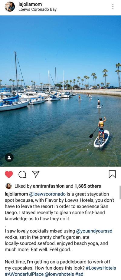 How to write engaging Instagram captions, ideal caption length post example with multiple paragraphs by lajollamom