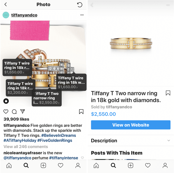 How to improve your instagram photos, shoppable image post by Tiffany & Co.