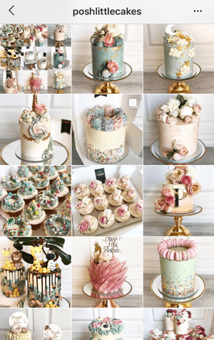 How to improve your instagram photos, Instagram feed theme sample from Posh Little Cakes showing a muted color palette