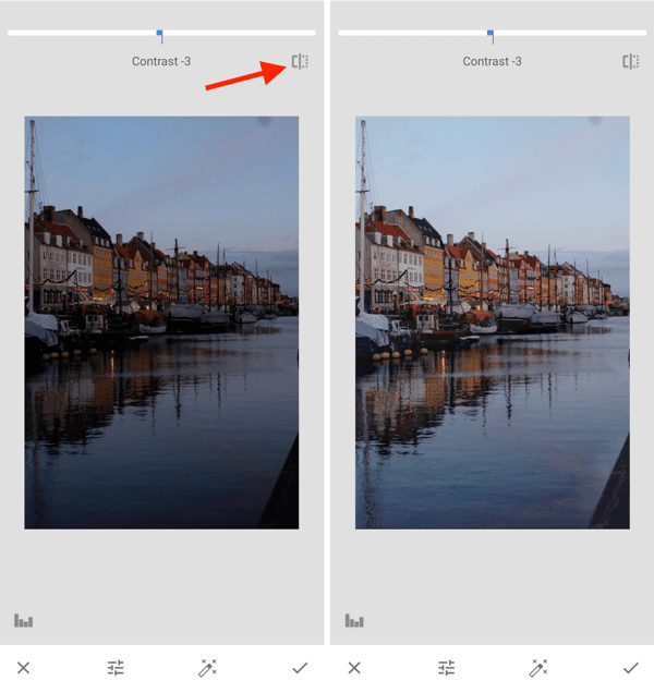 How to improve your instagram photos, step 10, adjust exposure post-capture settings toggle between original and edit