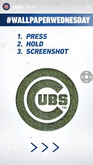 How to improve instagram story engagement, deliver content for screenshots, example 1 of Cubs wallpapers