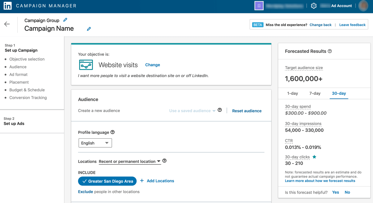linkedin objective based ads campaign manager interface Image Result for Linkedin Ads Dashbaord