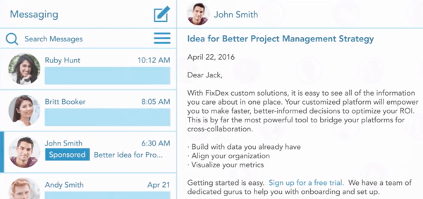 How to create LinkedIn objective-based ads, sponsored InMail ad sample by John Smith