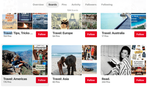 Tips on how to improve your Pinterest reach, example 1, Endless Bliss travel advice Pinterest boards organized region