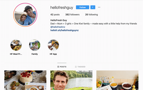 How to recruit paid social influencers, example of Instagram feed from @hellofreshguy