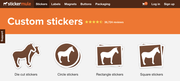 Sticker Mule home page.