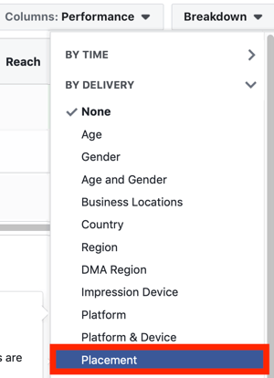 Tips to lower your Facebook Ad costs, option to sort campaign data by placement