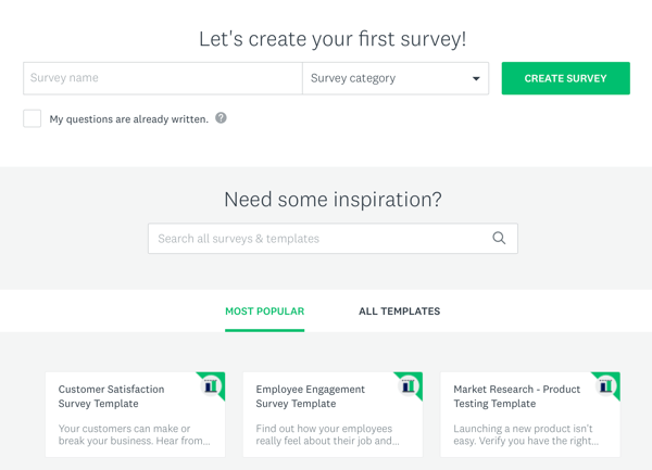 Facebook ad techniques that deliver results, options to create a Survey Monkey survey
