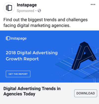 Facebook ad techniques that deliver results, example by Instapage offering case study