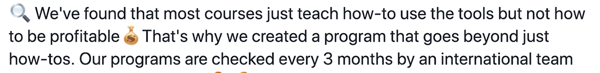 How to write and structure longer-form text-based Facebook sponsored posts, step 5, brand differentiation statement example