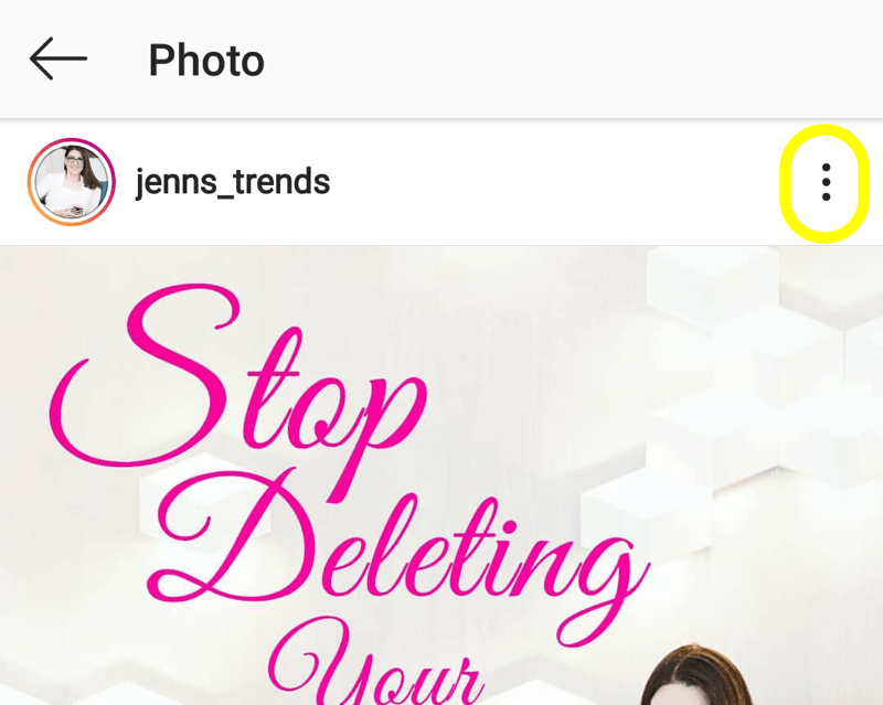 How to add alt text to Instagram posts, step 4, add alt text to a published post with menu options