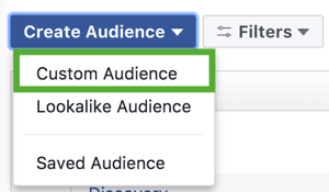 How to strategically grow your Instagram following, step 2, create custom audience menu option