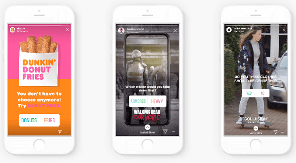 Instagram added the option to include interactive elements to sponsored Stories, beginning with polling sticker.