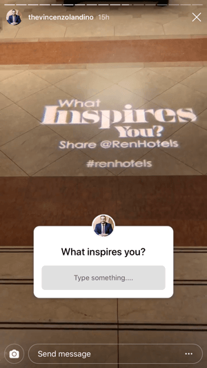 Create strong, engaging Instagram stories, example of the question sticker used in @thevincenzolandino's story