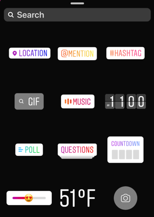 Create strong, engaging Instagram stories, example of Instagram stories stickers options