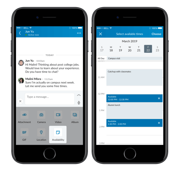 LinkedInrolled out the ability to share your availability directly within a chat in the LinkedIn app as well as suggest a location or share a current, one-time location with others in your chat.