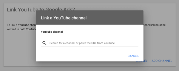 How to set up a YouTube ads campaign, step 2, set up YouTube advertising, link a YouTube channel