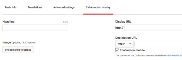 How to set up a YouTube ads campaign, step 41, option to set call-to-action overlay